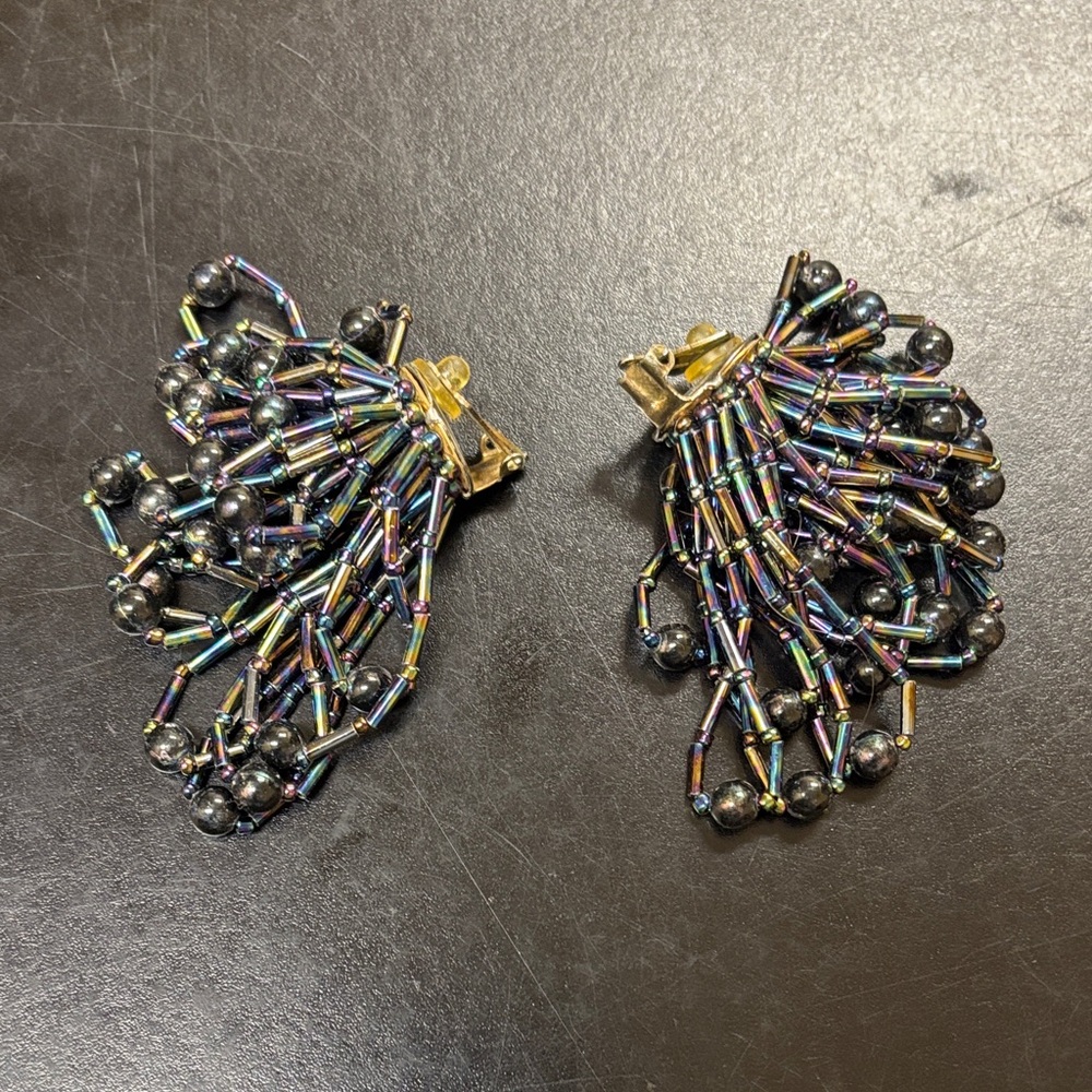 Colorful Beaded Clip-On Earrings